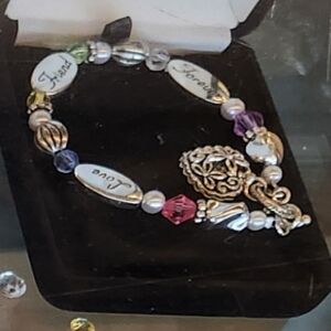 Charming Bracelet with Colorful Beads and Silver Accents Love Friend Forever
